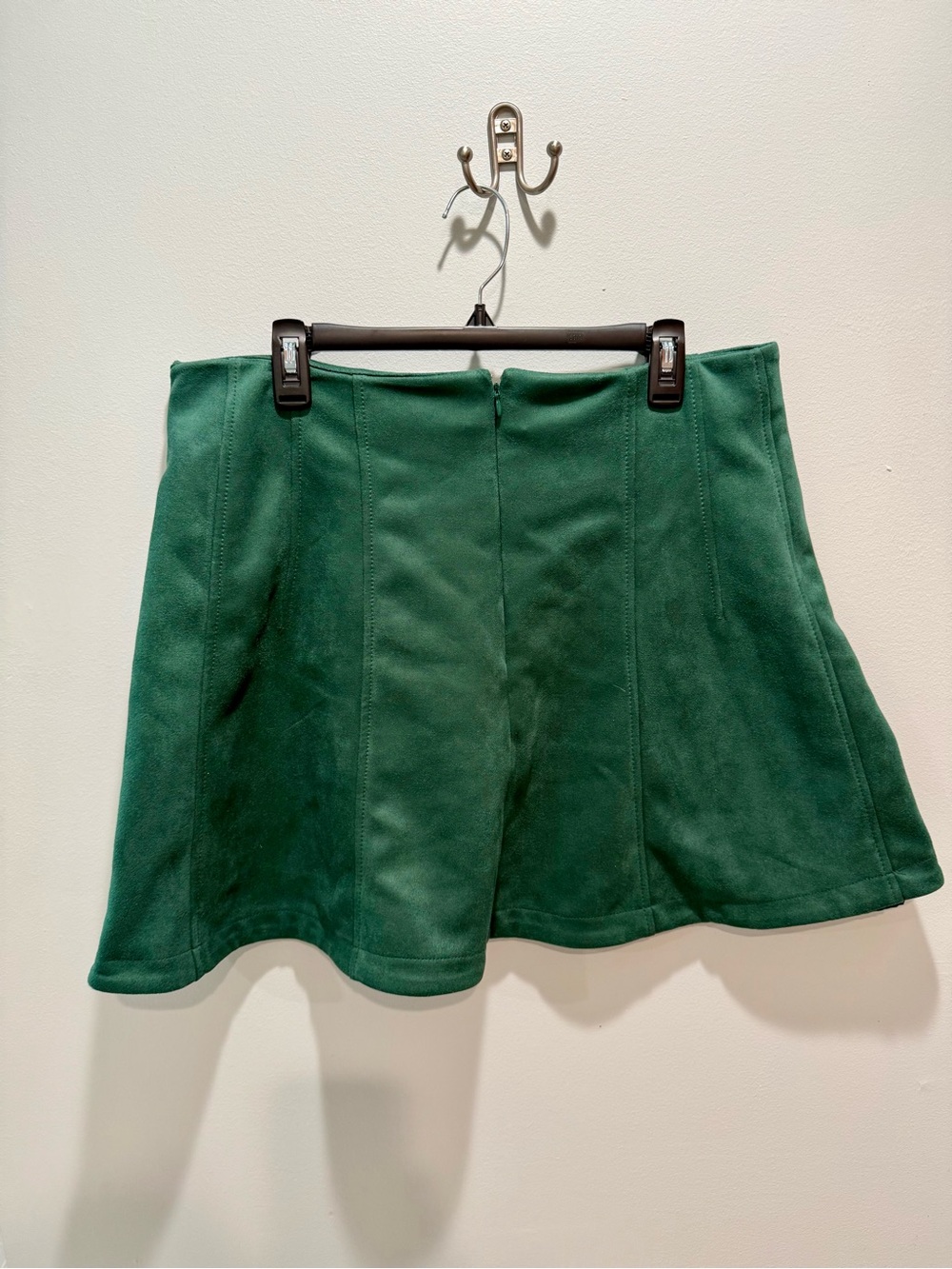 LOFT Green Faux Suede Mini Skirt NWT Size 14 A-Line Panel Skirt